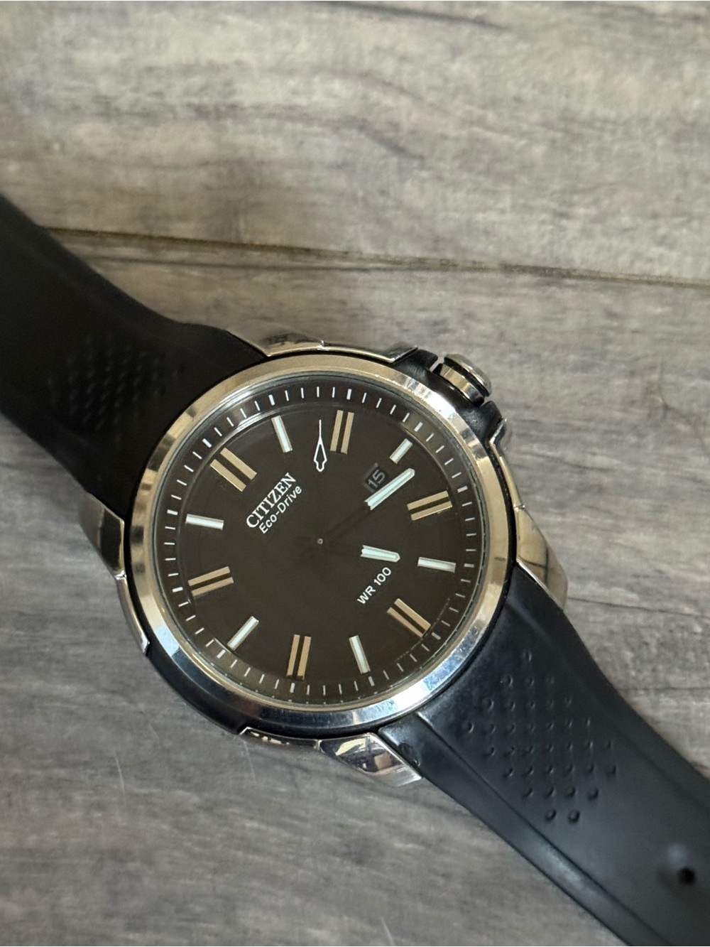 Citizen Black Eco drive Dial Silver Case Men's Watch
